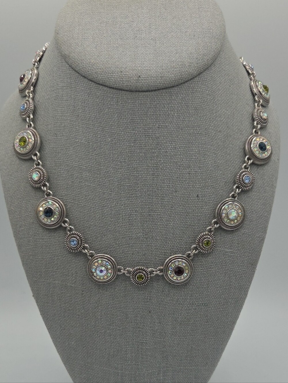 5 for $25! Lia Sophia Silver Tone Multicolor Disc Necklace